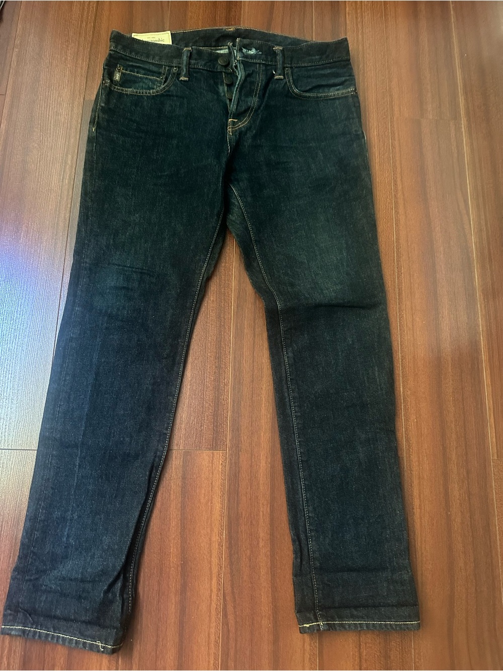 Abercrombie & Fitch Men's Dark Black Slim Straight Jeans